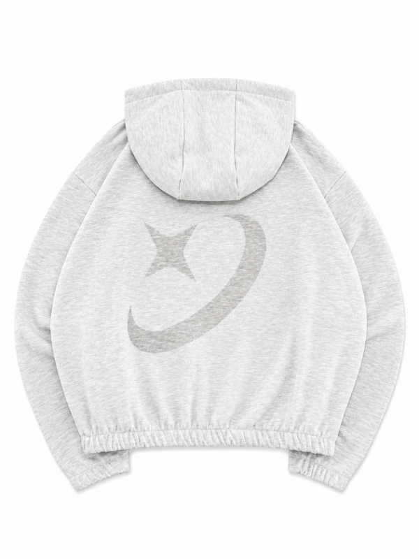 Hoodie Zipper Gris Oversize