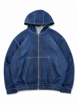 Zipper denim Washed Boxy Fit